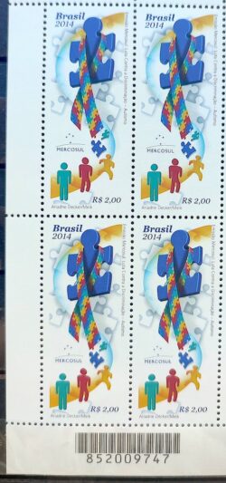 C 3332 Selo Luta Contra a Discriminacao Autismo Saude 2014 Quadra Codigo de Barras