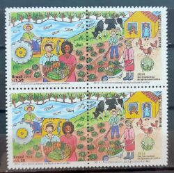 C 3365 Selo Agricultura Familiar Vaca Boi Trator Alimento Ave 2014 Quadra