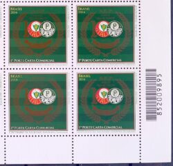C 3376 Selo Palmeiras Futebol 2014 Quadra Codigo de Barras