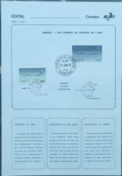 Edital 1976 02 Concorde Aviao Franca Com Selo CBC RJ e CPD PB