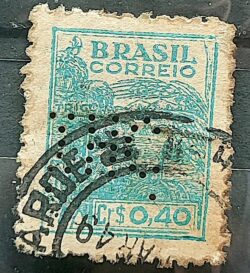 Perfins Selo Regular RHM 483 Netinha Trigo Gastronomia 1946