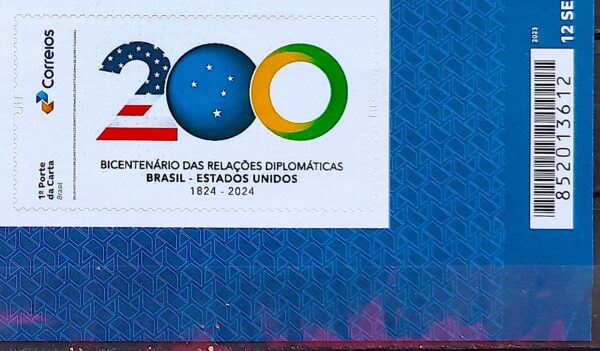 SI 22 Selo Institucional 200 Anos Relacoes Diplomaticas Estados Unidos Cruzeiro do Sul 2024 Codigo de Barras