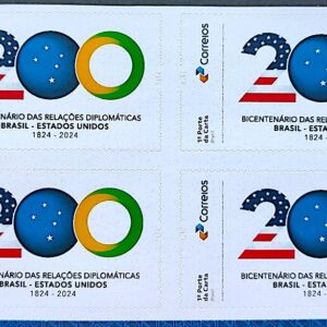 SI 22 Selo Institucional 200 Anos Relacoes Diplomaticas Estados Unidos Cruzeiro do Sul 2024 Quadra