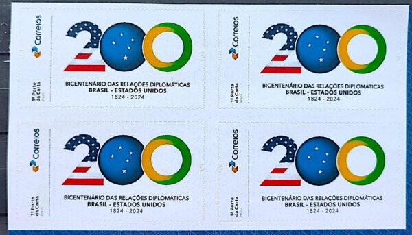 SI 22 Selo Institucional 200 Anos Relacoes Diplomaticas Estados Unidos Cruzeiro do Sul 2024 Quadra