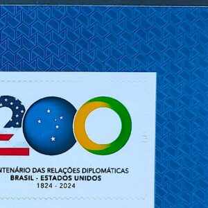 SI 22 Selo Institucional 200 Anos Relacoes Diplomaticas Estados Unidos Cruzeiro do Sul 2024 Vinheta Correios