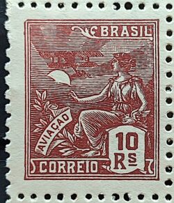 Selo Regular RHM 297 Vovo Aviacao 10 Reis Filigrana N 1941