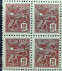 Selo Regular RHM 297 Vovo Aviacao 10 Reis Filigrana N 1941 Quadra