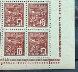 Selo Regular RHM 297 Vovo Aviacao 10 Reis Filigrana N 1941 Quadra Borda