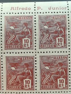 Selo Regular RHM 326 Vovo Aviacao Aviao 10 Reis Filigrana P 1940 Quadra Alfredo