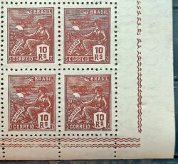 Selo Regular RHM 326 Vovo Aviacao Aviao 10 Reis Filigrana P 1940 Quadra Canto