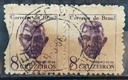 Selo Regular RHM 519 Vultos Celebres Severino Neiva 1963 Dupla Circulado 2