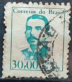 Selo Regular RHM 520 Vultos Celebres Euclides da Cunha Literatura 1966 Circulado 2