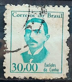 Selo Regular RHM 520 Vultos Celebres Euclides da Cunha Literatura 1966 Circulado 4