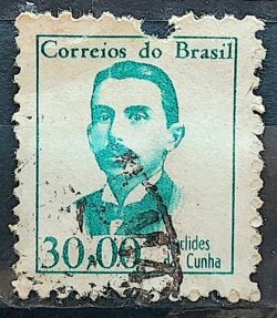 Selo Regular RHM 520 Vultos Celebres Euclides da Cunha Literatura 1966 Circulado 5