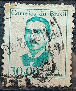 Selo Regular RHM 520 Vultos Celebres Euclides da Cunha Literatura 1966 Circulado 6