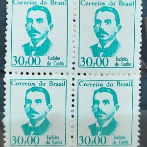 Selo Regular RHM 520 Vultos Celebres Euclides da Cunha Literatura 1966 Quadra 1