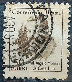Selo Regular RHM 521 Vultos Celebres Angelo Moreira da Costa Lima 1966 Circulado 1