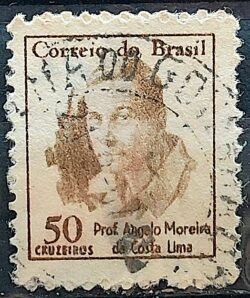 Selo Regular RHM 521 Vultos Celebres Angelo Moreira da Costa Lima 1966 Circulado 10