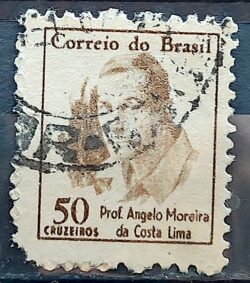 Selo Regular RHM 521 Vultos Celebres Angelo Moreira da Costa Lima 1966 Circulado 2