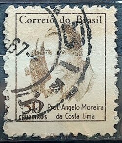 Selo Regular RHM 521 Vultos Celebres Angelo Moreira da Costa Lima 1966 Circulado 4