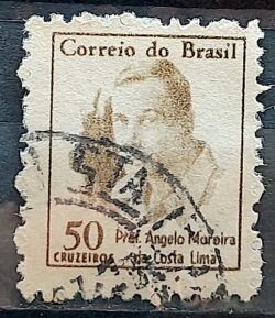 Selo Regular RHM 521 Vultos Celebres Angelo Moreira da Costa Lima 1966 Circulado 5
