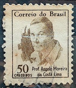 Selo Regular RHM 521 Vultos Celebres Angelo Moreira da Costa Lima 1966 Circulado 6