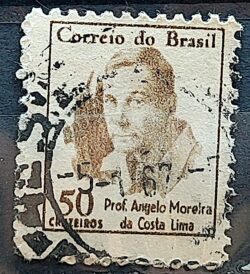 Selo Regular RHM 521 Vultos Celebres Angelo Moreira da Costa Lima 1966 Circulado 8