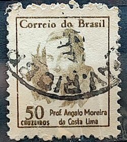 Selo Regular RHM 521 Vultos Celebres Angelo Moreira da Costa Lima 1966 Circulado 9