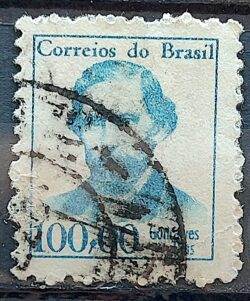 Selo Regular RHM 522 Vultos Celebres Goncalves Dias Literatura 1965 Circulado 1