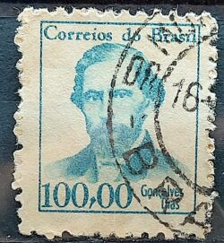 Selo Regular RHM 522 Vultos Celebres Goncalves Dias Literatura 1965 Circulado 2