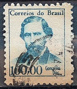 Selo Regular RHM 522 Vultos Celebres Goncalves Dias Literatura 1965 Circulado 6