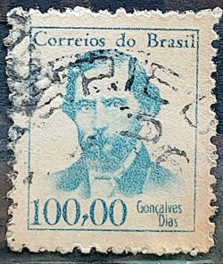 Selo Regular RHM 522 Vultos Celebres Goncalves Dias Literatura 1965 Circulado 9