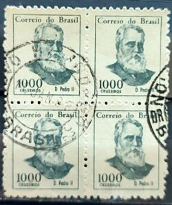 Selo Regular RHM 525 Vultos Celebres Dom Pedro II Monarquia 1966 Quadra Circulado 1