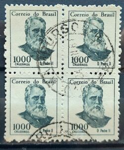 Selo Regular RHM 525 Vultos Celebres Dom Pedro II Monarquia 1966 Quadra Circulado 2
