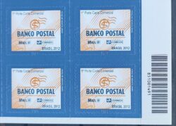 Selo Regular RHM 862 Banco Postal Economia Dinheiro 2012 Quadra Codigo de Barras