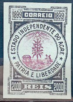 Selo Replica do Acre Independente 1899 Cinza Imperfurado REPLICA