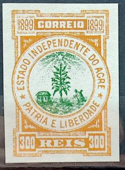 Selo Replica do Acre Independente 1899 Laranja Imperfurado REPLICA
