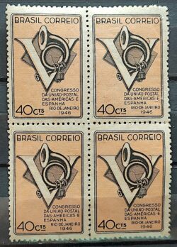 C 215 Selo Congresso UPAEP Congresso da Uniao Postal das Americas e Espanha 1946 Quadra 1