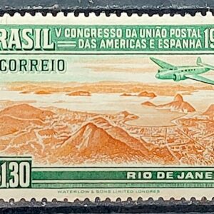 C 216 Selo Congresso UPAEP Congresso da Uniao Postal das Americas e Espanha Aviao 1946