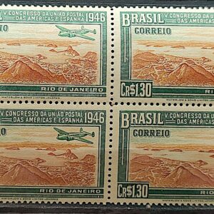 C 216 Selo Congresso UPAEP Congresso da Uniao Postal das Americas e Espanha Aviao 1946 Quadra