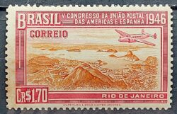 C 217 Selo Congresso UPAEP Congresso da Uniao Postal das Americas e Espanha Aviao 1946