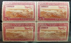 C 217 Selo Congresso UPAEP Congresso da Uniao Postal das Americas e Espanha Aviao 1946 Quadra