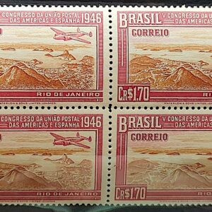 C 217 Selo Congresso UPAEP Congresso da Uniao Postal das Americas e Espanha Aviao 1946 Quadra