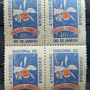 C 224 Selo Exposicao Nacional de Orquideas Flora 1946 Quadra 2