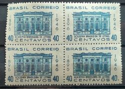 C 226 Selo 50 Anos da Academia Brasileira de Letras Literatura Arquitetura 1946 Quadra 1