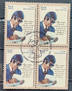 C 2954 Selo Chico Xavier Espiritismo Espirita 2010 Quadra CBC MG Pedro Leopoldo