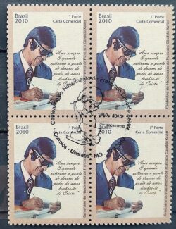 C 2954 Selo Chico Xavier Espiritismo Espirita 2010 Quadra CBC MG Uberaba