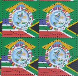 C 2981 Selo Copa do Mundo Africa do Sul Mapa Bandeira Futebol 2010 Quadra