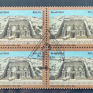 C 3001 Selo Relacoes Diplomaticas Egito Templo Abu Simbel Nubia 2010 Quadra CBC