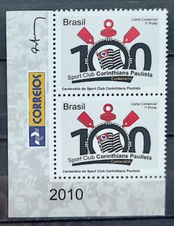 C 3029 Selo Despersonalizado Corinthians Futebol 2010 Dupla Vinheta Correios
